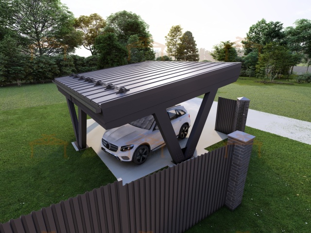 Односкатный навес для двух авто ХАЙТЕК — Фото 9