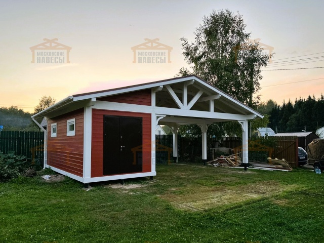 Навес для двух автомобилей с хозблоком БАВАРИЯ MAXI — Фото 8
