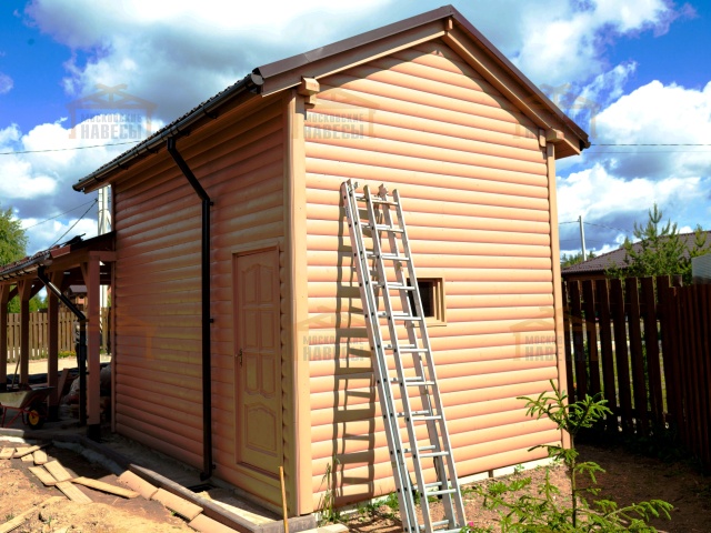 Навес для двух автомобилей с хозблоком БАЛАТОН — Фото 4