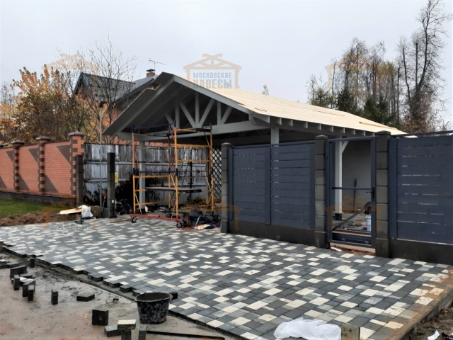 Навес для двух машин с хозблоком РИВЬЕРА — Фото 3