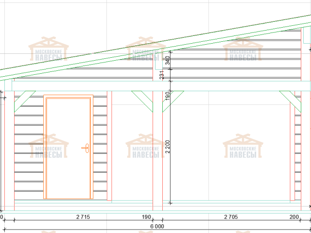 Навес для двух машин с хозблоком ОРЕГОН — Фото 10