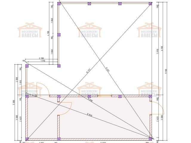 Навес для двух машин с хозблоком ИСТРА — Фото 9