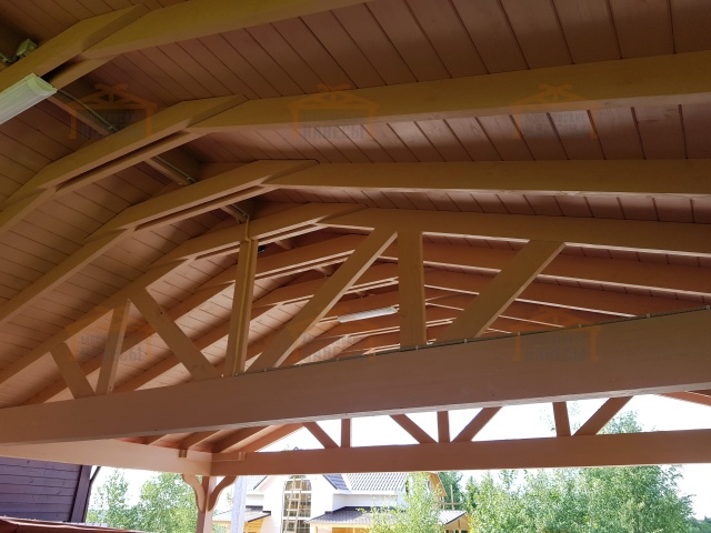 Деревянный навес для двух авто СМАРТВИЛЛЬ — Фото 5