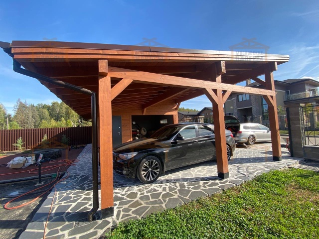 Навес для двух машин с хозблоком ОРЕГОН — Фото 2