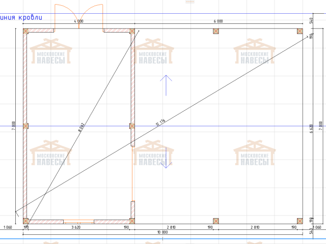 Навес для двух машин с хозблоком РИВЬЕРА 3.0 — Фото 5