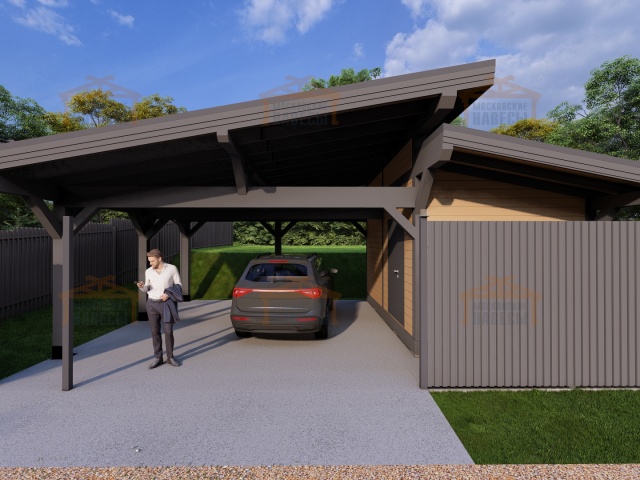 Навес для двух машин с хозблоком КОНАКОВО 3.0 — Фото 4