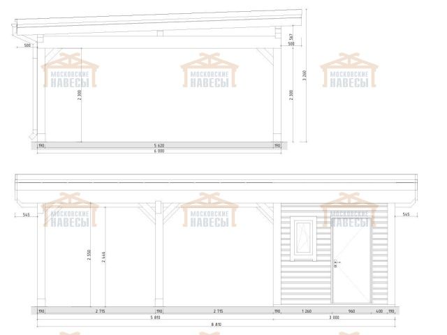 Навес для двух машин с хозблоком ФЛЭТ 1.0 — Фото 8