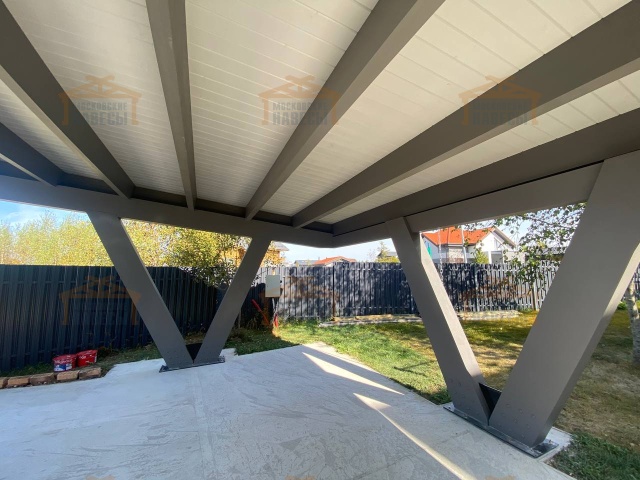 Односкатный навес для двух авто ХАЙТЕК — Фото 4