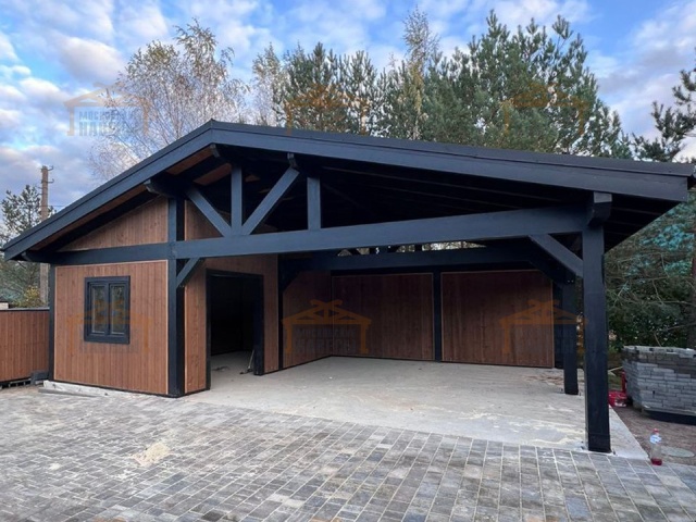 Навес для двух автомобилей с хозблоком БАВАРИЯ MAXI 2.0 — Фото 6