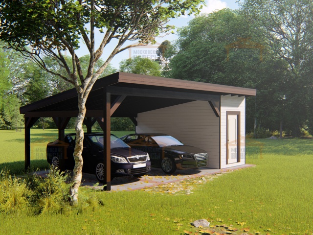 Навес для двух авто с хозблоком МОНОЛИТ — Фото 8