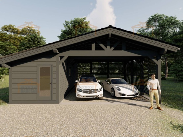 Навес для двух машин с хозблоком ИСТРА — Фото 7