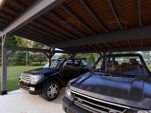 Деревянный односкатный навес для двух авто МОНБЛАН — Фото 6