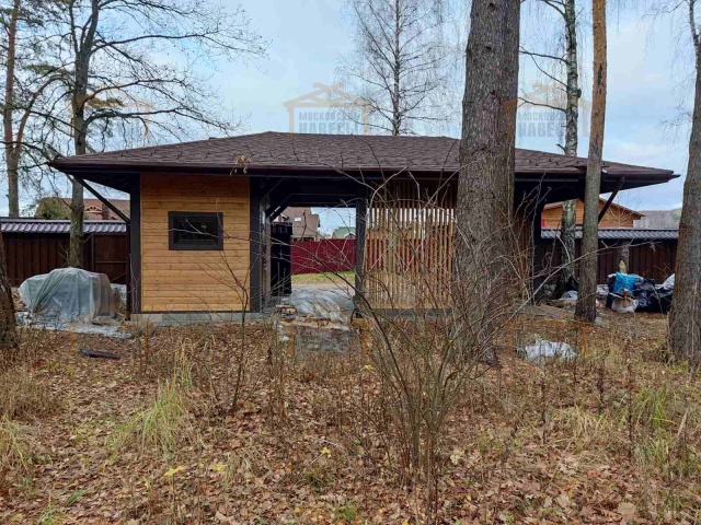 Навес для двух машин с хозблоком ЛЕСНОЙ — Фото 2