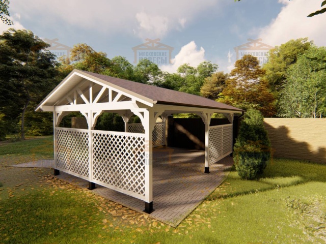 Деревянный навес для машин с перголами НИКОЛЬСКИЙ — Фото 8