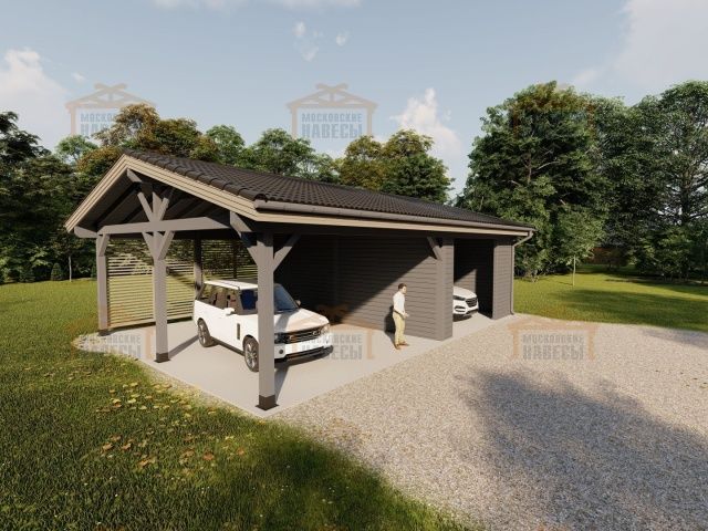 Навес для двух авто с хозблоком ПАРКВИЛЛЬ — Фото 9