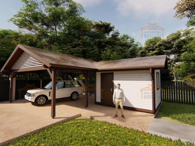 Навес для двух автомобилей с хозблоком КАЛИФОРНИЯ — Фото 13