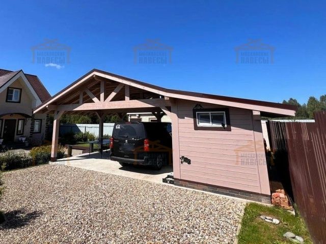 Навес для двух автомобилей с хозблоком КАРЕЛИЯ — Фото 1