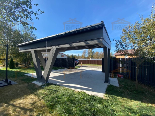 Односкатный навес для двух авто ХАЙТЕК — Фото 2