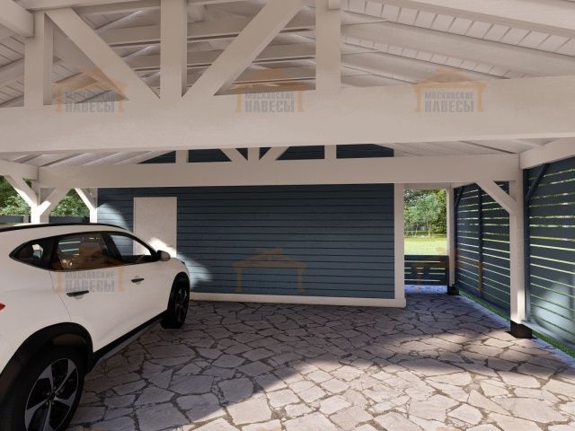 Навес для трех авто с хозблоком СОНАТА — Фото 7