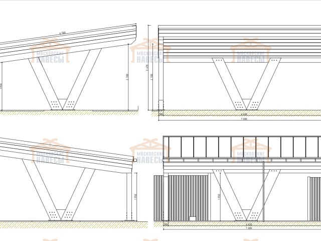 Односкатный навес для двух авто ХАЙТЕК — Фото 8