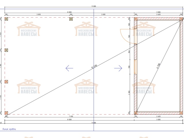 Навес для двух машин с хозблоком ВИКИНГ — Фото 15